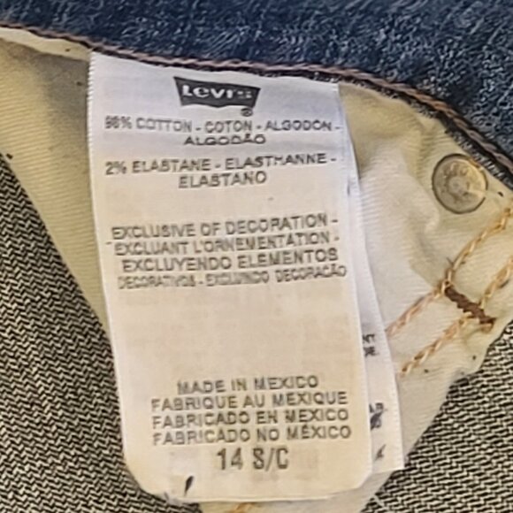 NWT Levi's 515 Boot Cut Mid Rise Blue Jeans Misses 14 Short Beaded Cotton Blend - Picture 12 of 16